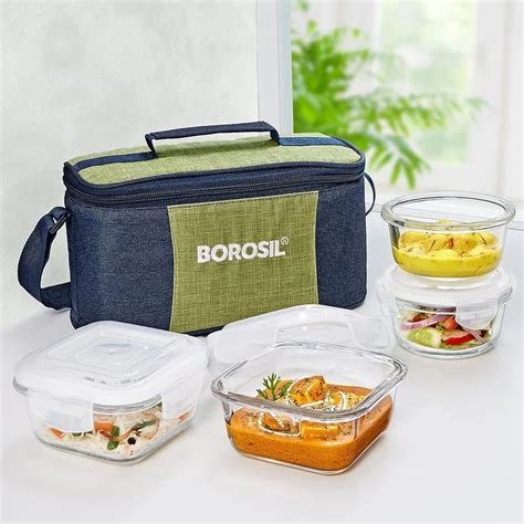 borosil carry fresh stainless steel insulated lunch box|borosilicate glass lunch box.